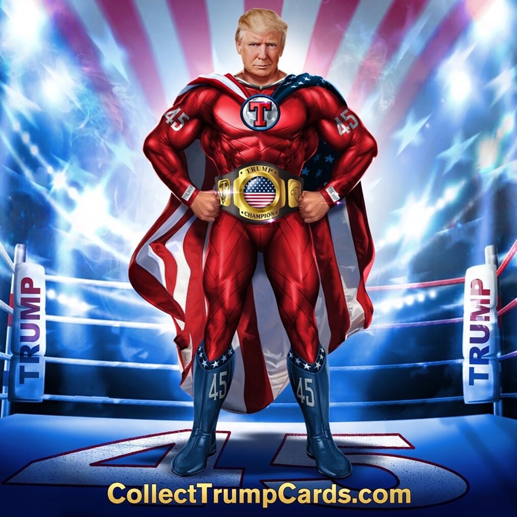 An example of the Donald Trump digital trading cards.