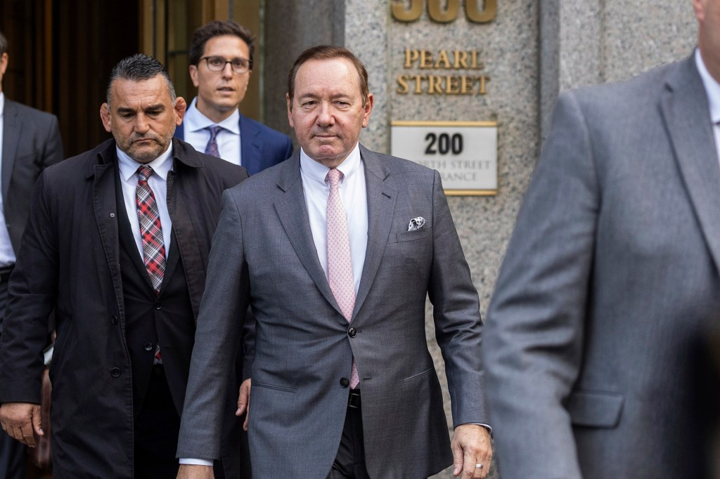 Kevin Spacey is pictured outside of Manhattan federal court.