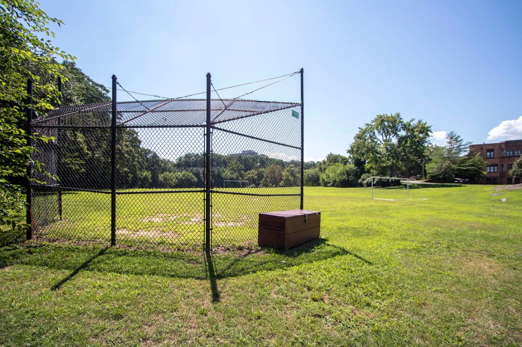 The grounds also have a baseball field.