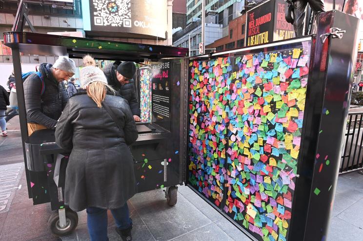 wall with colorful pieces of confetti