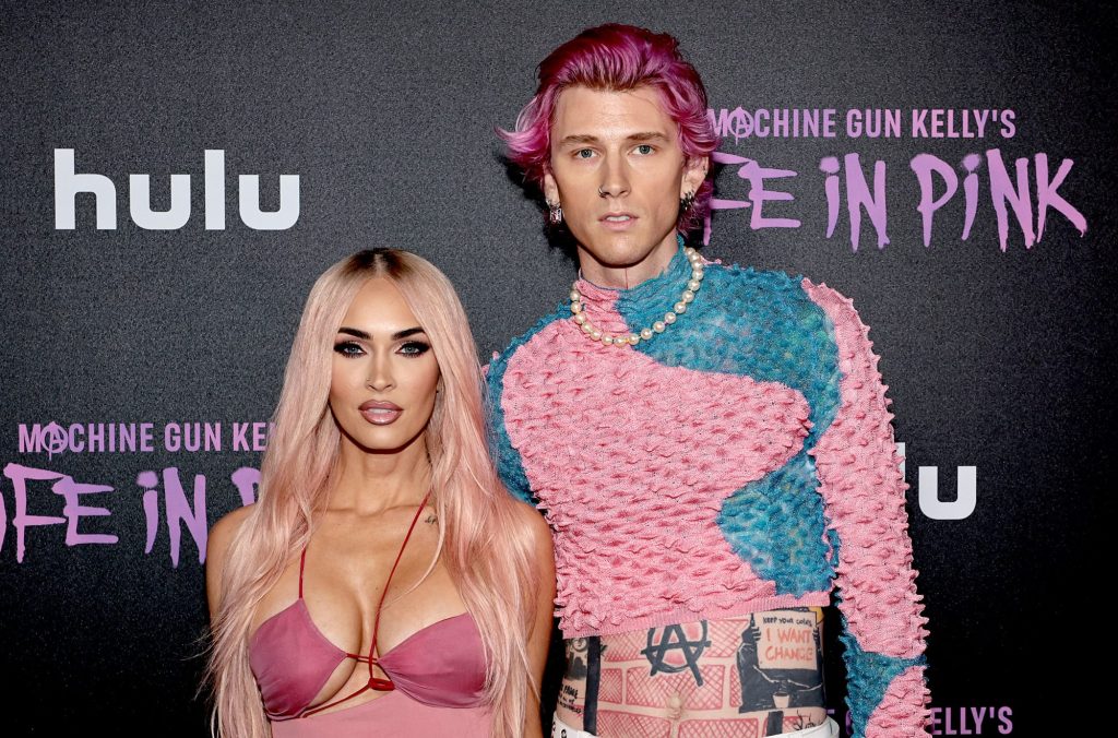 NEW YORK, NEW YORK - JUNE 27: Megan Fox and Colson Baker "Machine Gun Kelly" attend "Machine Gun Kelly's Life In Pink" premiere on June 27, 2022 in New York City. (Photo by Jamie McCarthy/Getty Images)