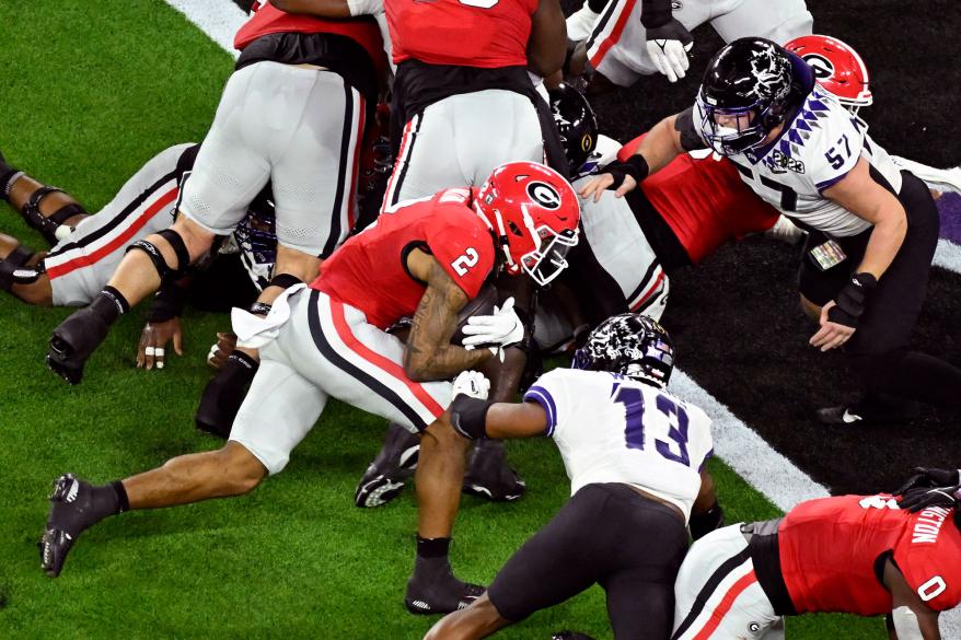 Georgia Bulldogs running back Kendall Milton (2) runs for a touchdown