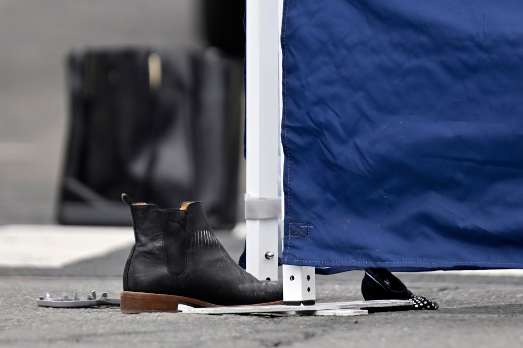 A shoe seen at the site of the crash where the e-bike rider was struck.