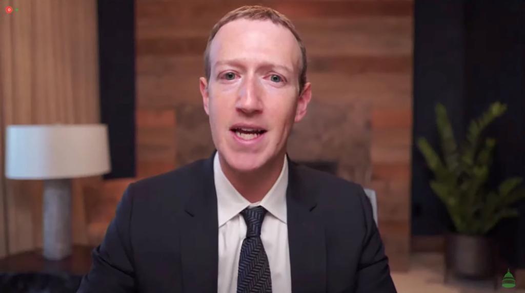 Facebook CEO Mark Zuckerberg testifies during a remote video hearing held by subcommittees of the U.S. House of Representatives Energy and Commerce Committee on "Social Media's Role in Promoting Extremism and Misinformation" in Washington, U.S., April 25, 2021.