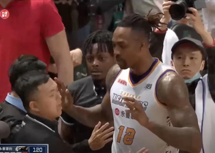 Dwight Howard was one of 12 players ejected in a T1 league game between his Taoyuan Leopards and the TaiwanBeer HeroBears in Taiwan on Feb. 19, 2023.