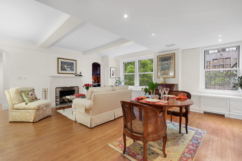 Interior of a living and dining area. 