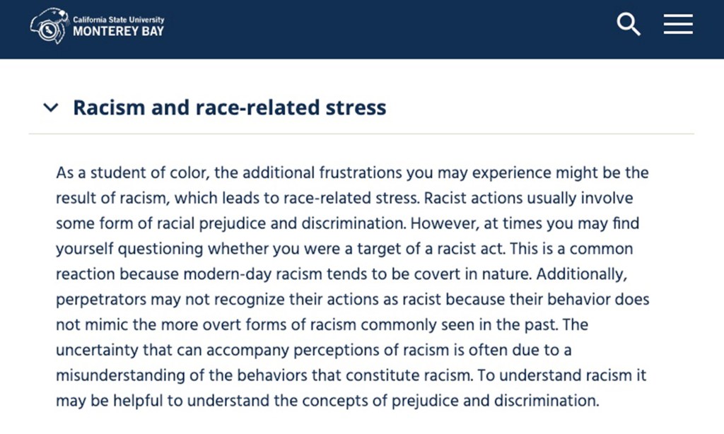 California State University Monterey Bay page on coping with racism and race-related stress at school