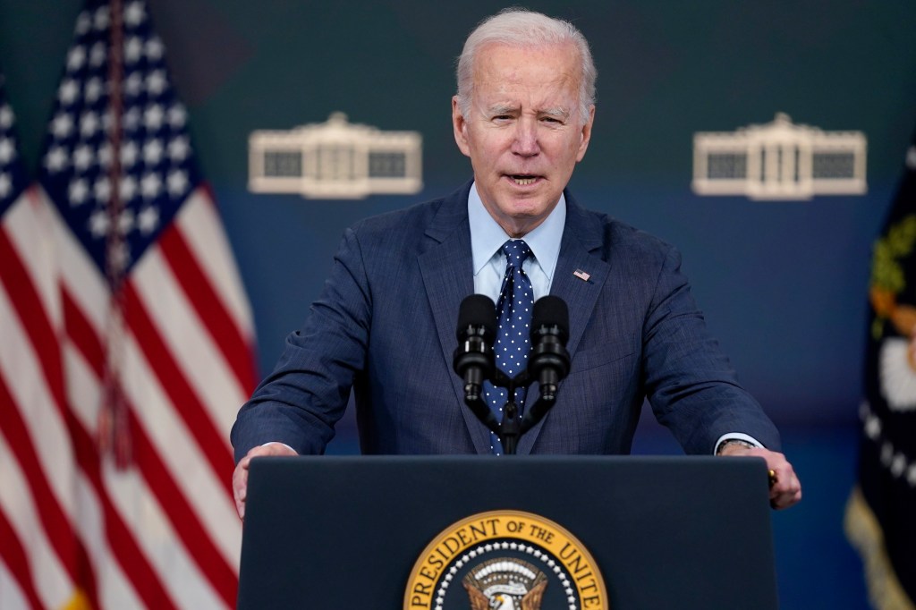 President Joe Biden speaks about the Chinese surveillance balloon and other unidentified objects shot down by the U.S. military, Thursday, Feb. 16, 2023, in Washington. 