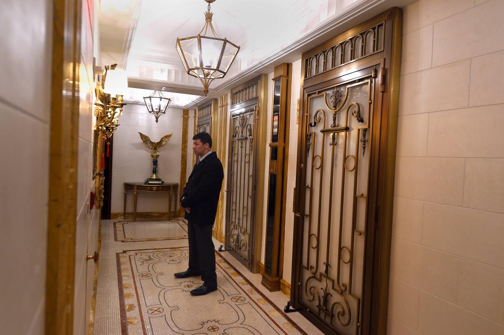 A security guard outside the residence back in 2018.