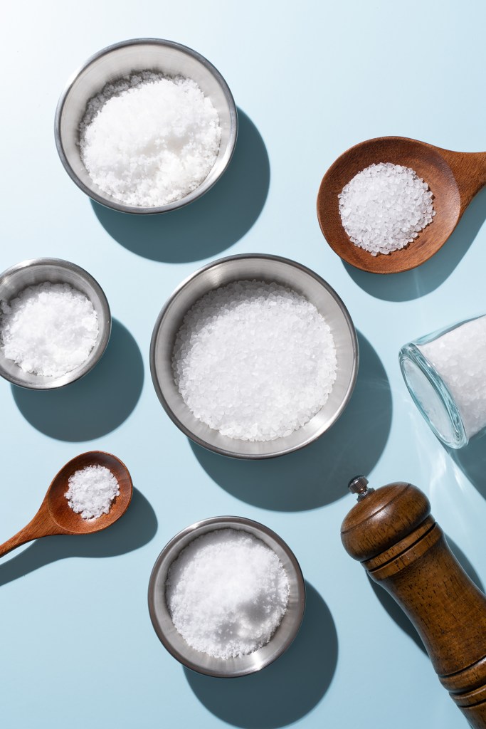 Salt on blue background