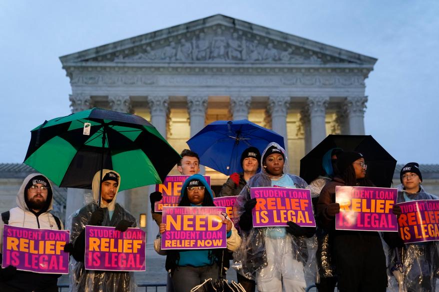 Student debt relief advocates gather outside the Supreme Court on Capitol Hill ahead of arguments over Biden's student debt relief plan.