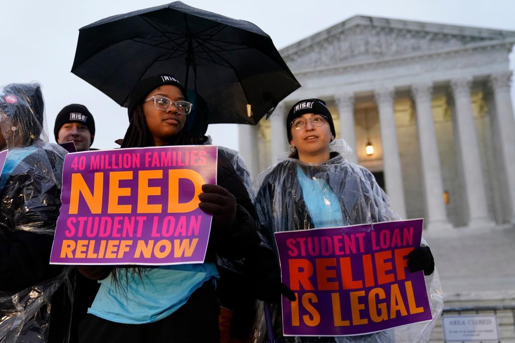 Student debt relief advocates gather outside the Supreme Court on Capitol Hill ahead of arguments over Biden's student debt relief plan.