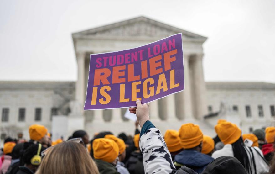 Student debt relief advocates gather outside the Supreme Court on Capitol Hill ahead of arguments over Biden's student debt relief plan.