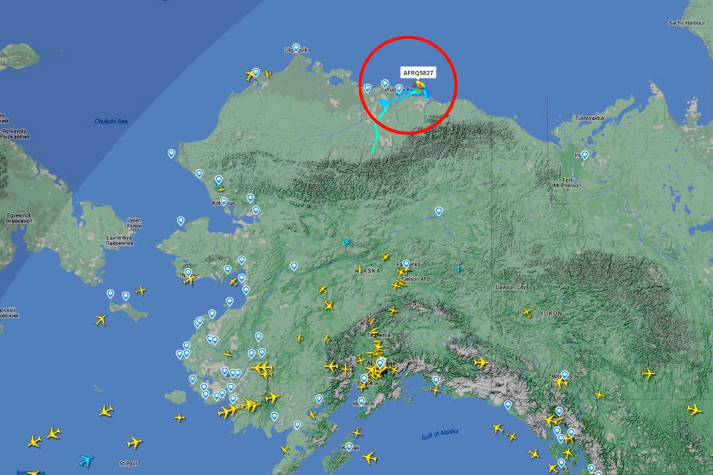 A map indicating where an unidentified object was shot down Friday, Feb. 10, 2023.