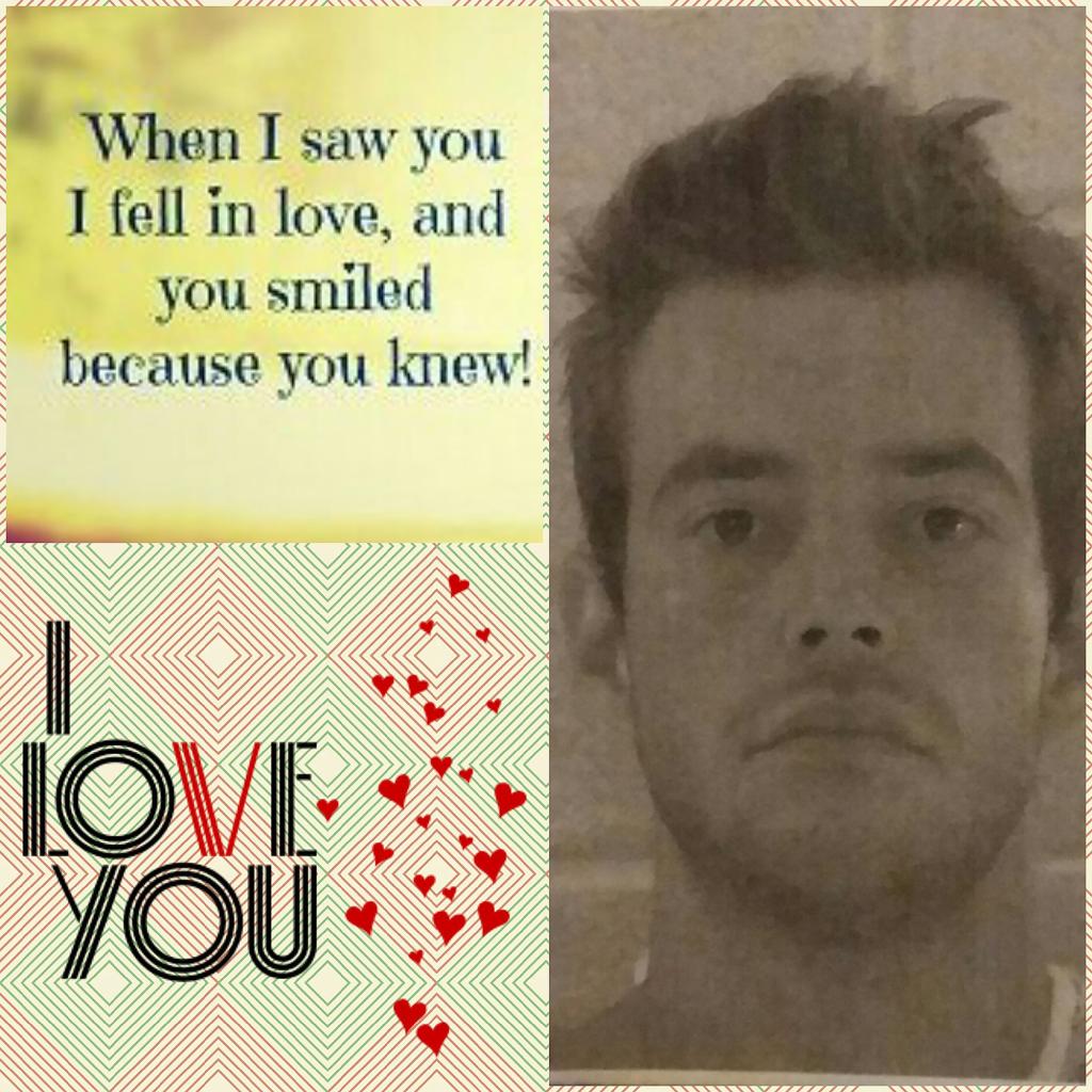 A collage of online art declaring love and a mugshot of convicted murderer Cody Hall.