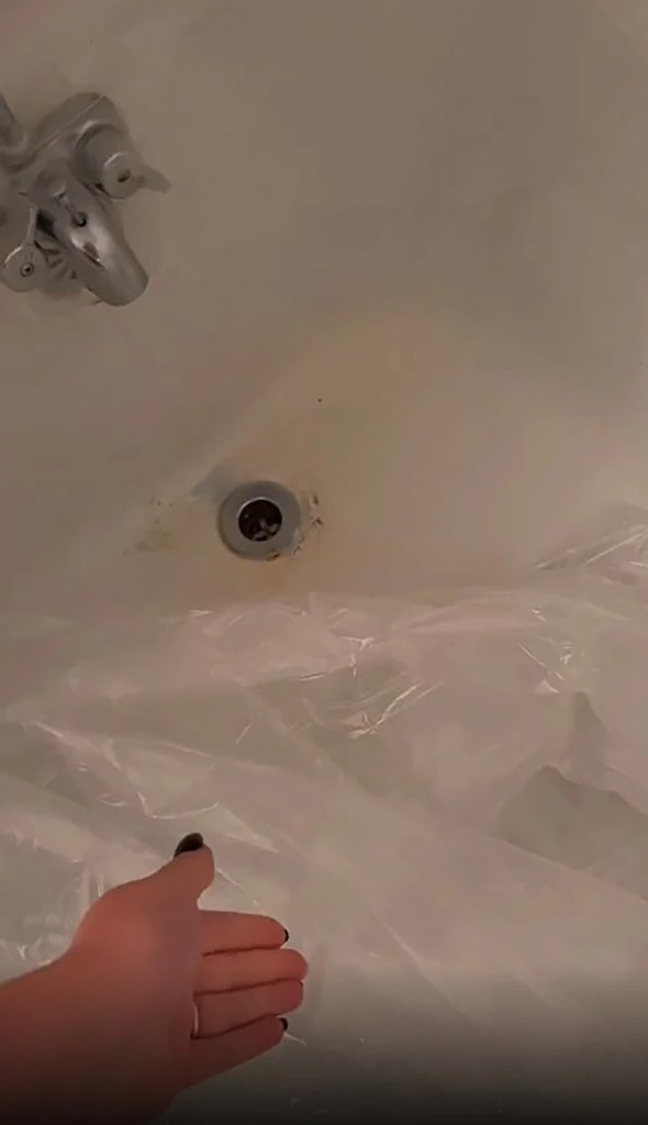 One TikToker posted a video -- which gained 709,000 views -- of the visitor bleaching the tub "before even laying a finger on it."  