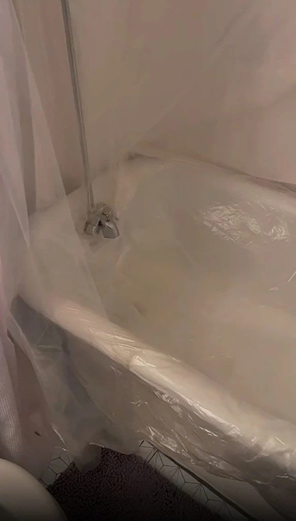 Another user when even further and used a bath liner or what is called a "tub condom" in an effort to protect themselves. 