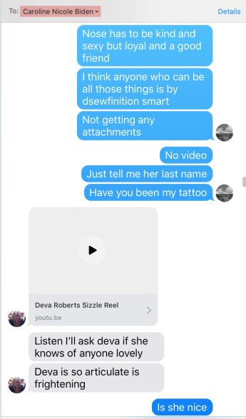 Hunter wanted her last name, the texts reveal.