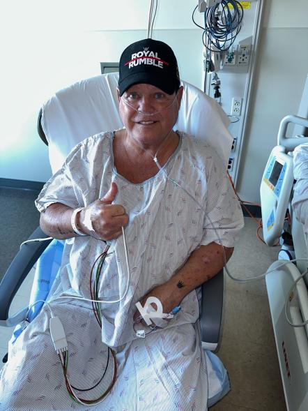 A photo of WWE legend Jerry Lawler recovering in the hospital which was posted to his Twitter account on Wednesday.