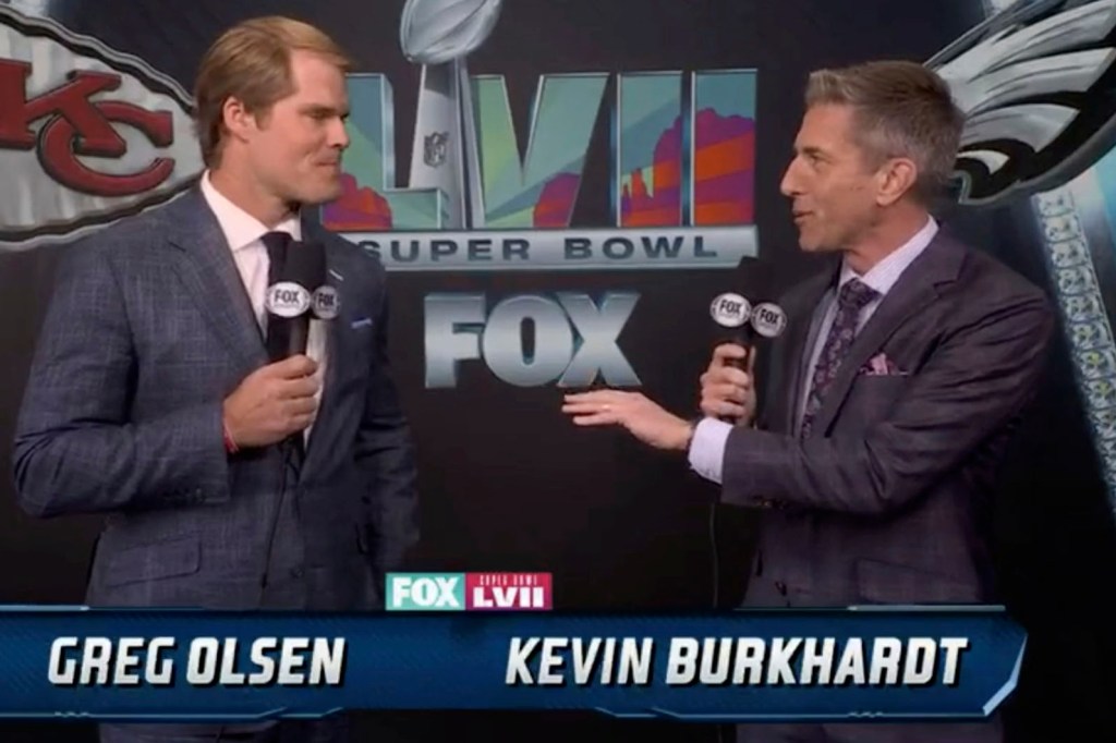 Greg Olsen and Kevin Burkhard calling Super Bowl 2023 for Fox.