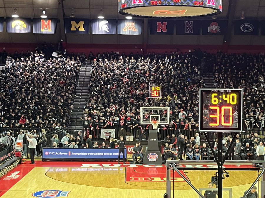 The student section is filled to capacity before the Rutgers men's basketball team took on Michigan on February 23, 2023.