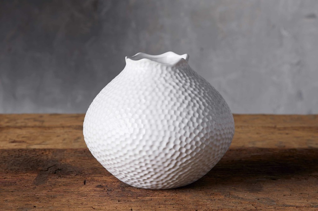 A white circle vase