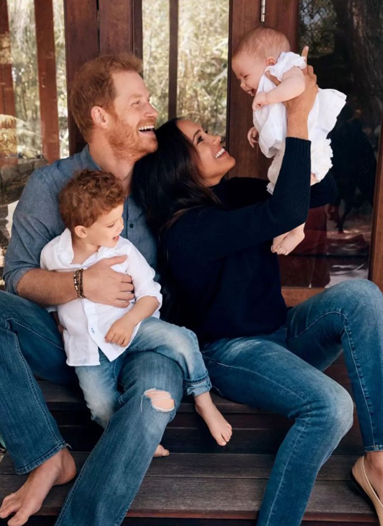 Meghan Markle and Prince Harry share a laugh with their children Archie and Lilibet.