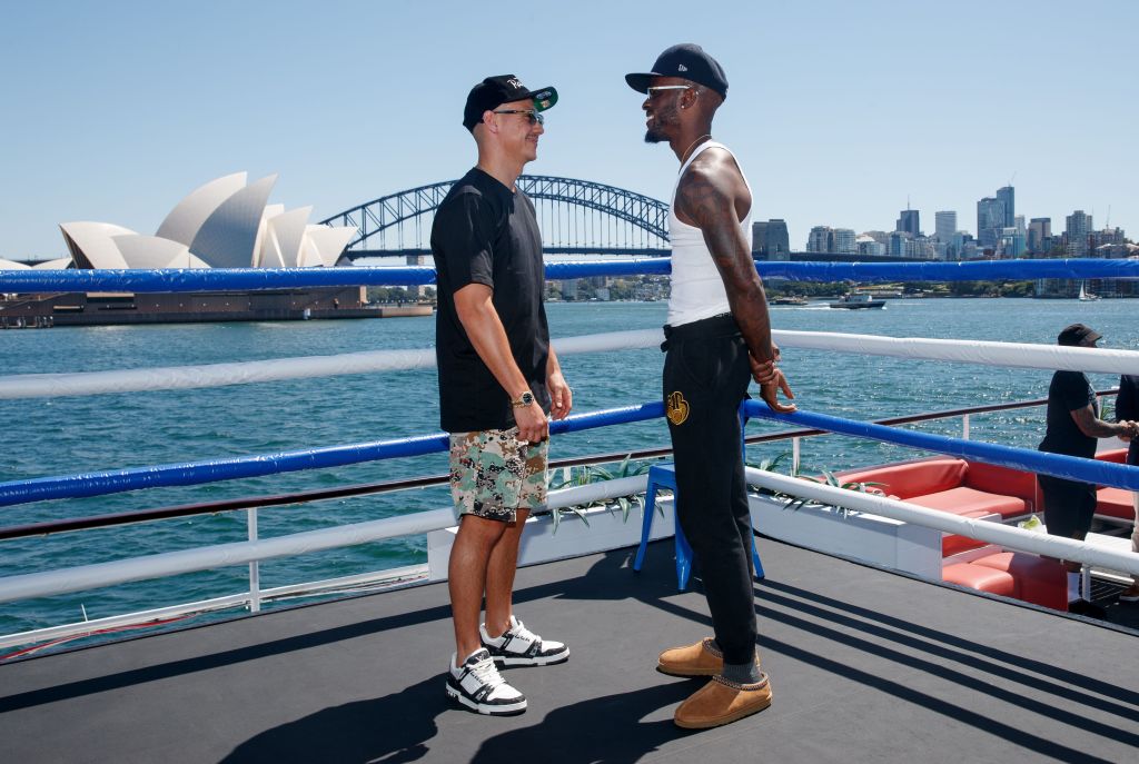 Tim Tszyu, left, and Tony Harrison square off ahead of their bout.