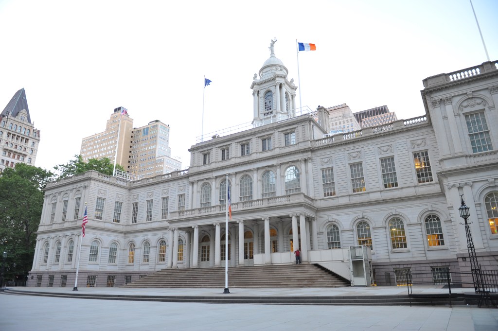 A general view of the New York City Hall building in New York, NY on June 2, 2017.