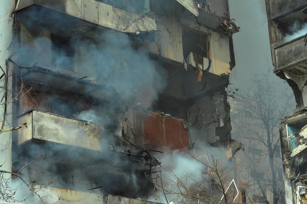 A Russian attack severely damaged a building in Zaporizhzhia, Ukraine.