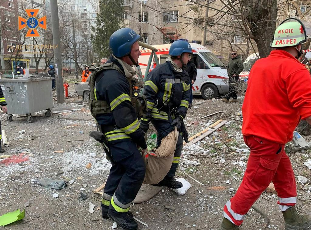 Officials said at least 25 people were injured at a residential building after a Russian missile attack.