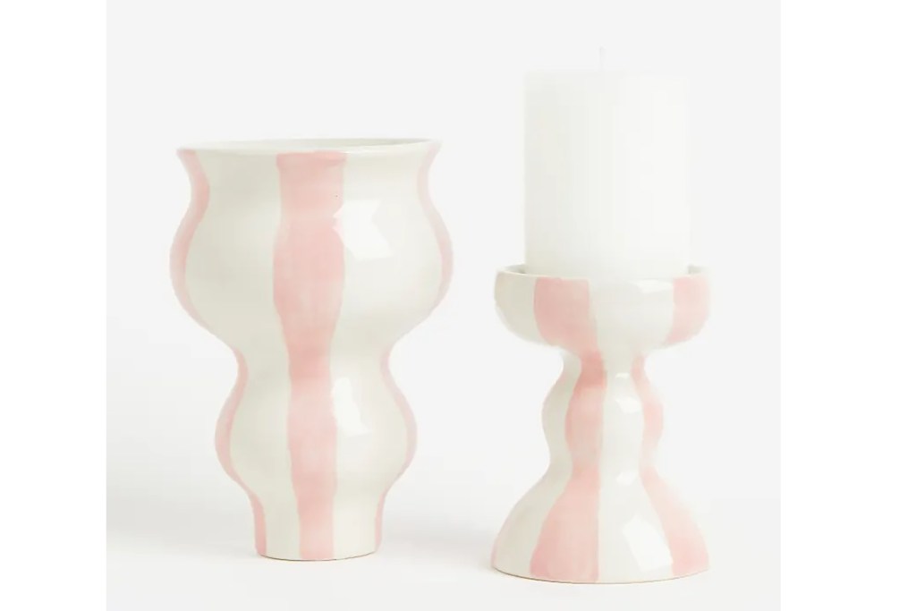 A pink and white vase 