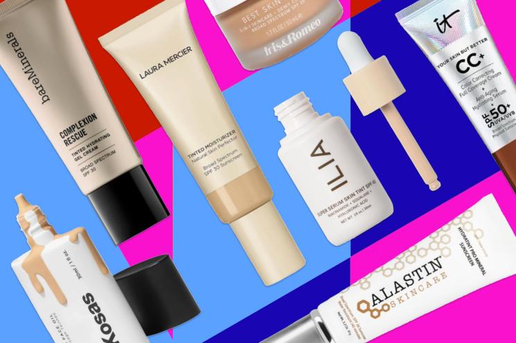 Tinted moisturizers on abstract background