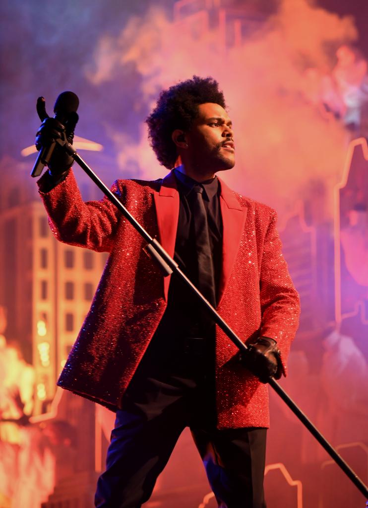 TAMPA, FLORIDA - FEBRUARY 04: In this image released on February 7th, The Weeknd rehearses for the Super Bowl LV Halftime Show at Raymond James Stadium on February 04, 2021 in Tampa, Florida. (Photo by Kevin Mazur/Getty Images for TW)