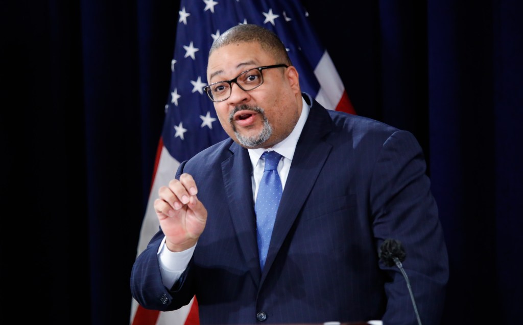 Manhattan District Attorney Alvin Bragg speaks during a press conference following the arraignment of former U.S. President Donald Trump April 4, 2023 in New York City. 