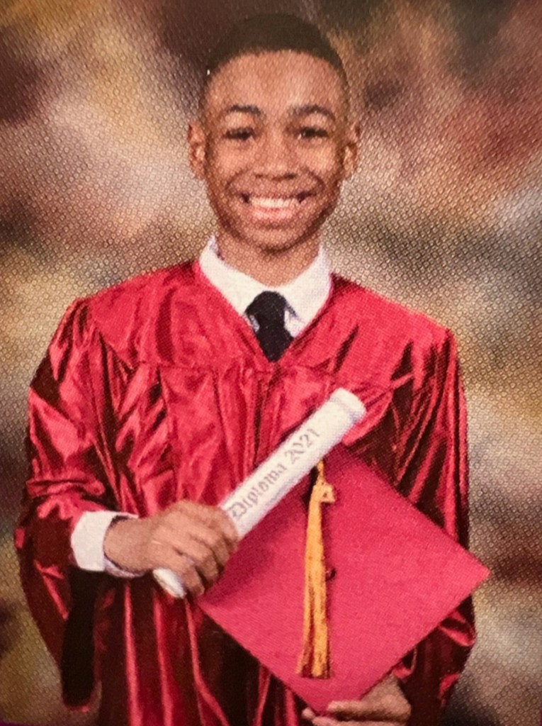 Corde Scott wearing his graduation gown. 