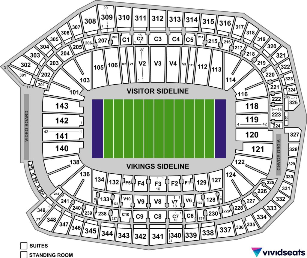 A map of U.S Bank Stadium.