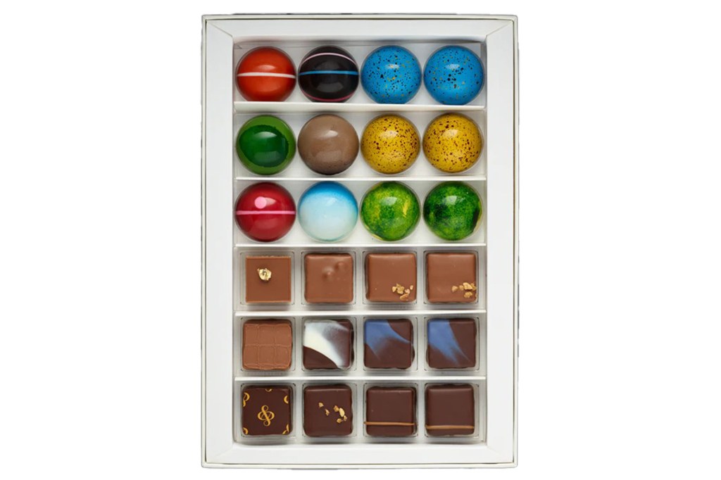 box of mixed colored chocolates