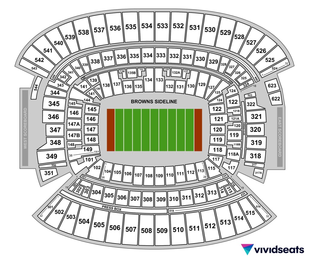 A map of Cleveland's Cleveland Browns Stadium.