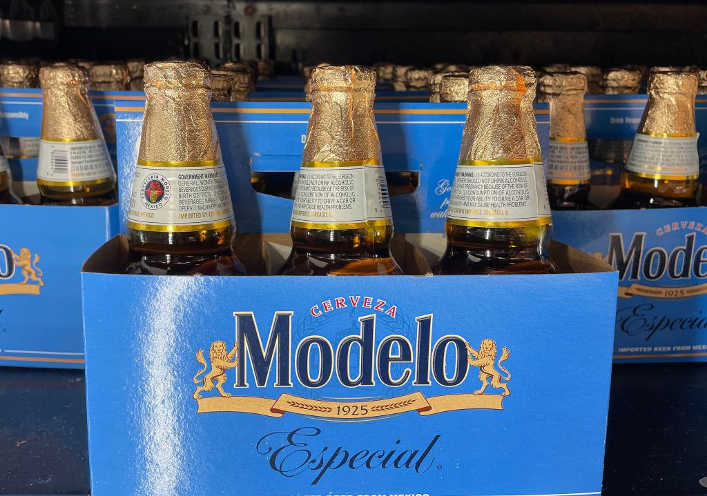 A six pack of Modelo beer.