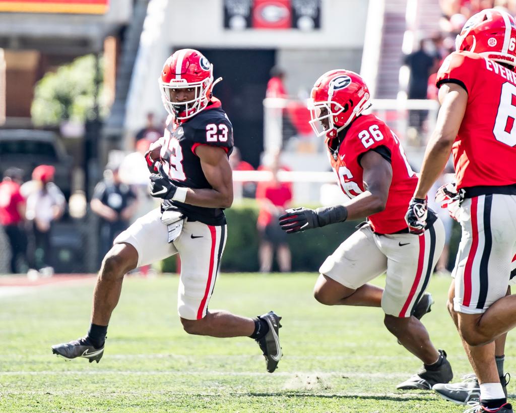 De'Nylon Morrissette during Georgia's spring game on April 15, 2023.