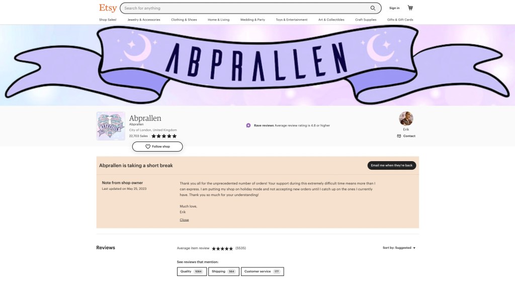 Abprallen store on Etsy