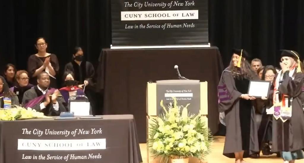 Video shows faculty clapping the speech.