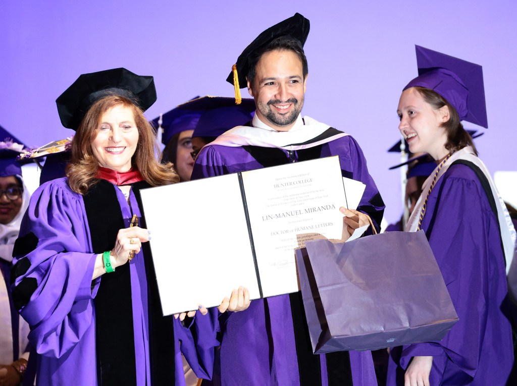 Jennifer Raab and Lin-Manuel Miranda Deliver Hunter College Commencement Address at Barclays Center