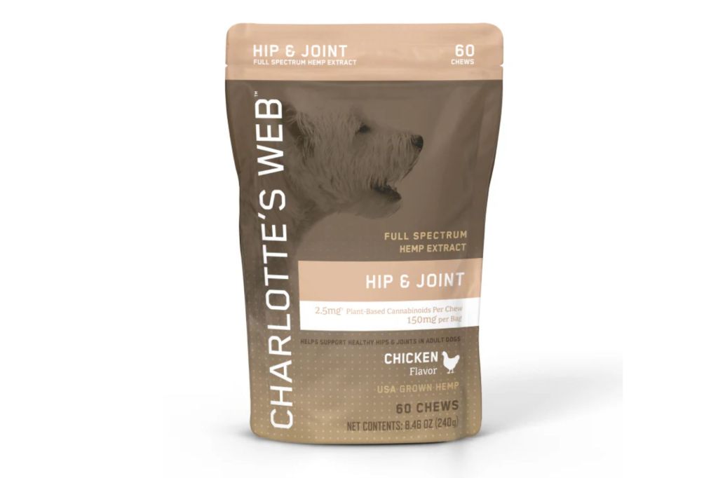 A bag of CBD chews for dogs.