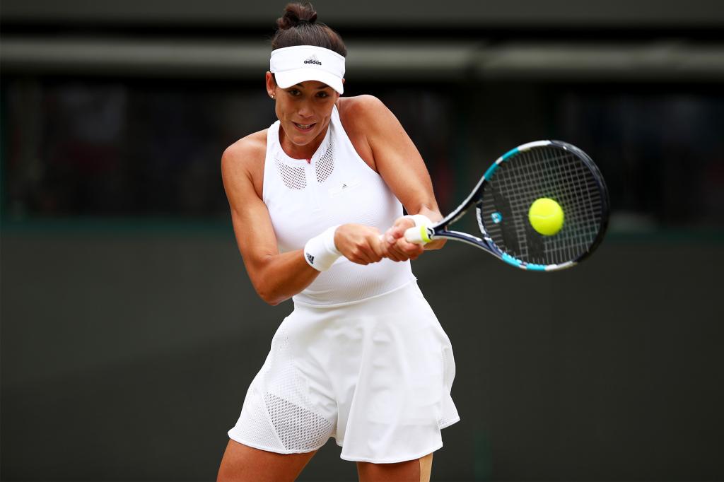 Garbiñe Muguruza competes at Wimbledon in July 2017.