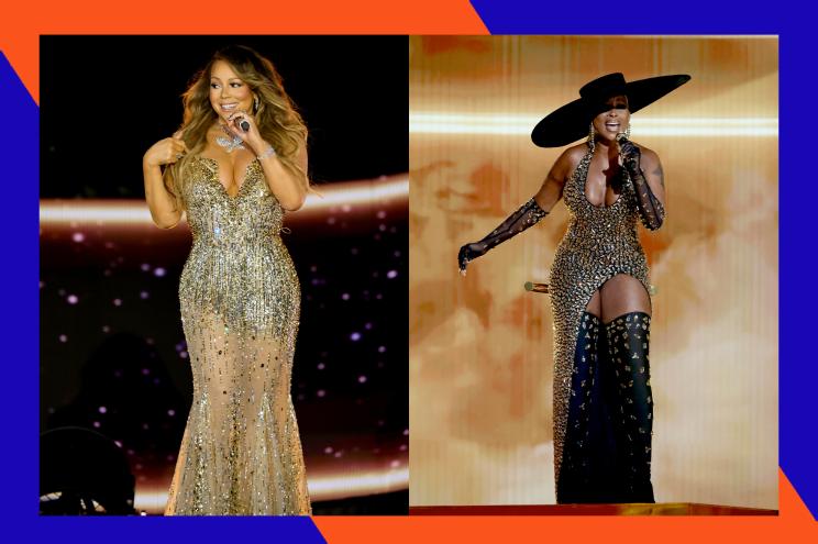 Mariah Carey (L) and Mary J. Blige will headline at the 2023 Hip Hop Forever 50th Anniversary event at New York City's Madison Square Garden on Friday, Sept. 15. Wu-Tang Clan will perform as well.