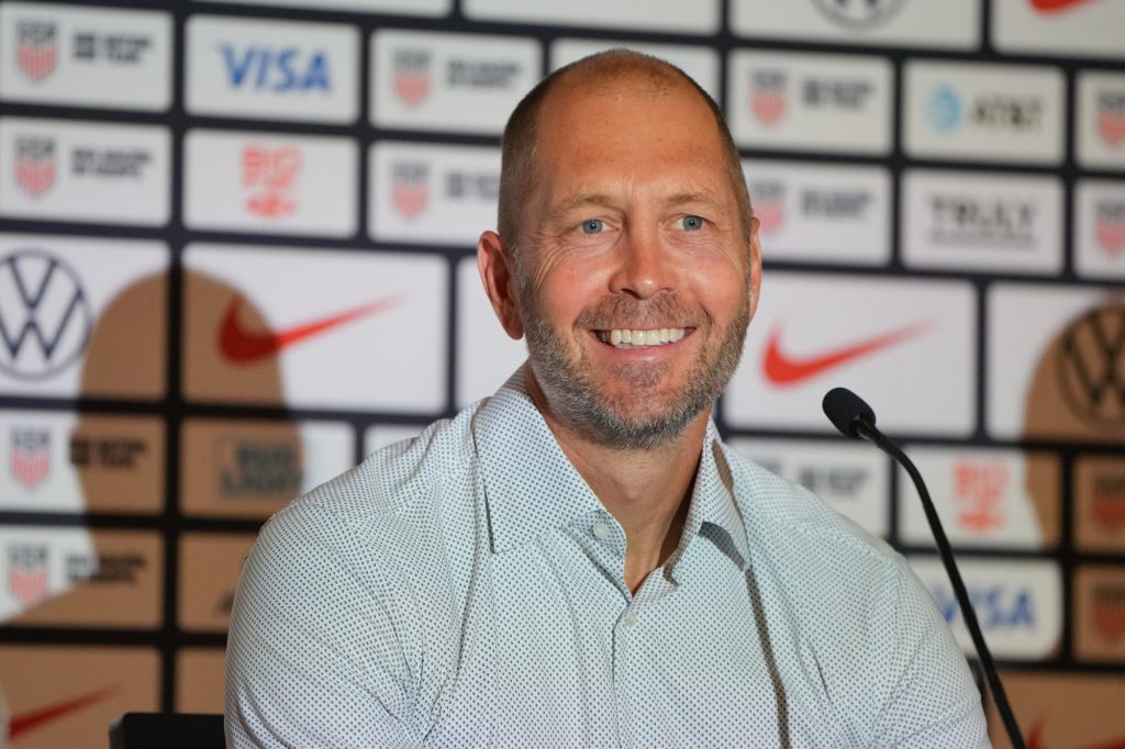 Gregg Berhalter speaks to the media after being announced as the head coach of the U.S. Mens National Team for U.S. Soccer during a USMNT Press Conference on June 16, 2023 in Las Vegas, Nevada.