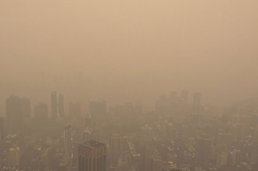 New York City’s air was more polluted than most of the world’s major cities as thick smoke from Canadian wildfires burning hundreds of miles away is set to continue through the weekend. 
