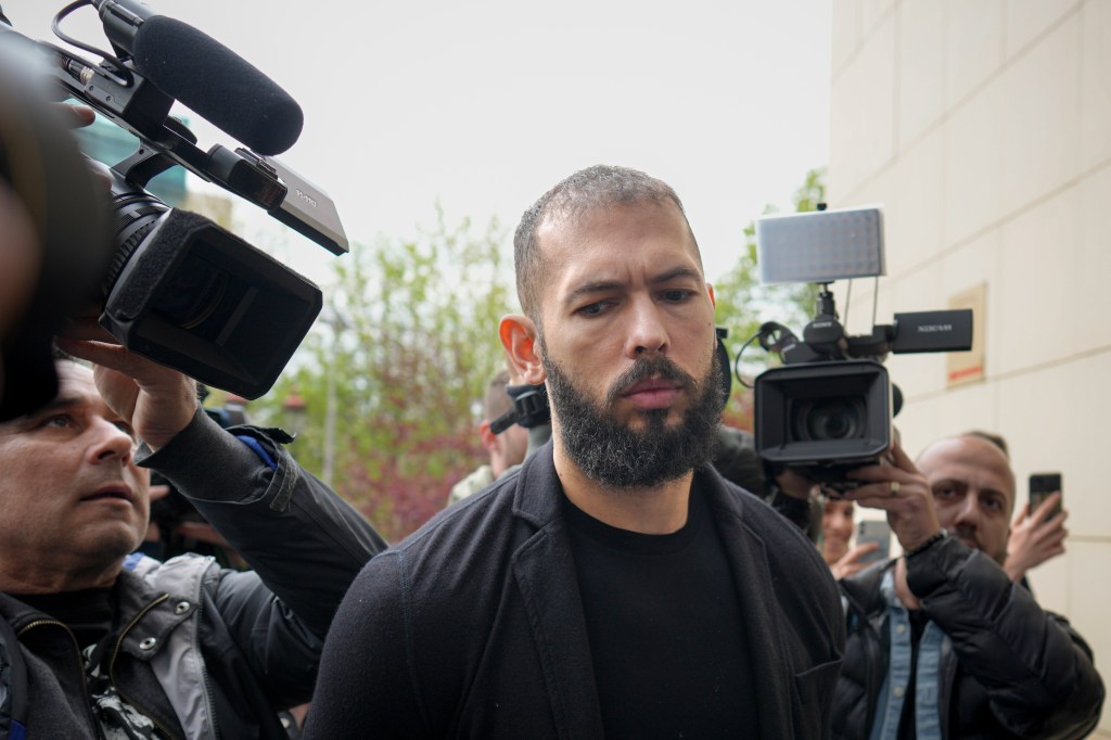 Andrew Tate arriving in court in Romania earlier this year.